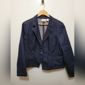 Chico's Navy Denim Blazer Waist Length Jacket - Size 3